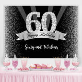 Toile de fond joyeux 60e anniversaire à paillettes argentées et noires
